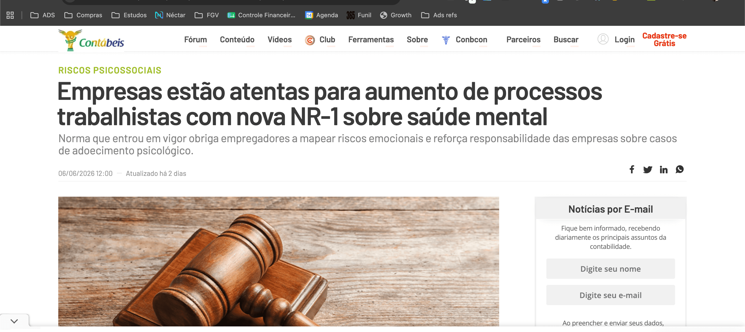 Reportagem do Contábeis sobre a nova NR-01